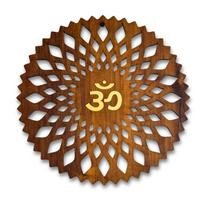 Gloridec Wooden Om Wall Hanging | 12x12 inch Spiritual Wall Art with Golden Om Symbol