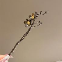 New Chinese Style Liquid Metal Peach Blossom Hair Sticks for Women Hanfu Hairstyle Accessory Jewelry Hairpin Hairneedle