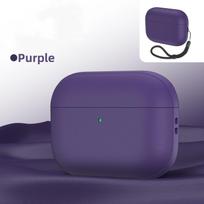 for AirPods Pro 3 Case Leather Texture Full-Body Protective For Airpods Pro 3rd Generation Case Cover with Lanyard & Cleaner Kit for Airpods Pro 3 violetinė