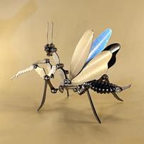 1PC Stainless Steel Mantis Mechanical Insect DIY Assembled Model Kit Hand Assembled Metal Crafts Decorations Gifts Light Grey