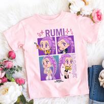 Children's K-pop Demon Hunter T-shirt with Anime Cartoon Pattern, Casual Top for Girls 100
