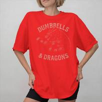 New Arrival Dumbbells and Dragons T Shirt for Unisex Women  Pure Cotton Tshirts Short Sleeve Clothes S