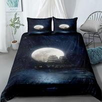 Moon Boat Duvet Cover Set UK Single Double Queen US Twin Full King Size pkm Bed Linen Set 155x200cm