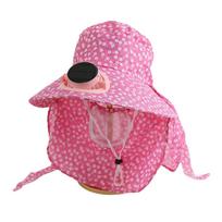 Sunscreen Cap Anti-UV Solar Fan Cap Breathable USB Charging Cooling Fan Hat Long Sun Shield Floral Design Sun Cap Cycling