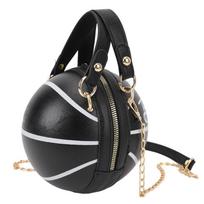Durable PU Leather Basketball Bag With Zipper Multiple Wearing Options Basketball Shaped Handbag Cross Body Bag Casual Outings juoda