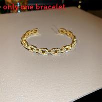 Copper Chain Link Bracelet With Zirconia For Fashionable Office Wear 2024