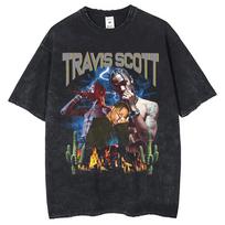 Travis Scott Pattern Heavy T-Shirt Small Neckline Design Oversize Short S