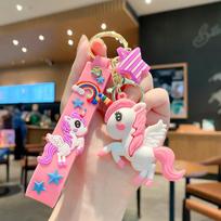 Creative Cute Rainbow Pony Cartoon Unicorn Car Bag Keychain Key Chain Men'S And Women'S Pendant Small Gift