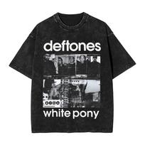 Oversized Washed T-Shirt Ohm White Pony Deftones Rock Band Cotton T-Shirt Novelty T-Shirt Summer Thousand S