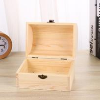 Arched Lock Wooden Box Unfinished Thickened Solid Color Large Capacity Storage Case DIY Graffiti Clay Craft Jewelry Cosmetics 12X8.2X9.2cm
