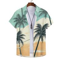Palm Shirts For Men 3d Vintage Fashion Printed Rockabilly Hawaiian Shirt Short Sleeve Tops Outdoor Street Clothing S