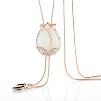 Sweater Chain Long Tulip Opal Long Necklace Fashion Versatile Accessories Clothes Pendant Clothes Pendant