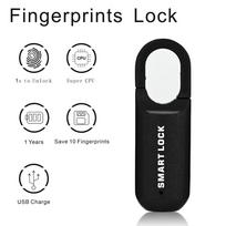 Mini pirštų atspaudų pakabinama spyna USB be rakto bagažo spyna elektroninė spyna išmani biometrinė pirštų atspaudų durų spyna greitas atrakinimas kelionėms juoda