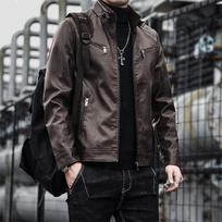 Pavasario ir rudens vyriškas PU odinis paltas Vyriškas korėjietiškas variantas Laisvalaikio vyriška apranga stovima apykaklė Slim Fit motociklo odinė striukė PU paltas vyriška jaunimo M
