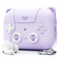 Silicone case for AirPodspro 2, cat ear design violetinė