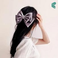 Hairpin Angel Scrunchie Silk 3-Tier Knot Gray Hair Ornament Ribbon Pin Lovely Point Commerce Pick JL