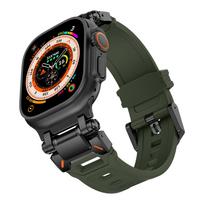 Strap For Apple Watch Ultra 2 Band 49mm 45mm 44mm 42mm 44 mm Rugged metal+Silicone Bracelet correa iWatch Series 9 6 5 4 7 8 SE 42 44 45 49 mm