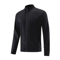 Men Fitness Running Jacket Spring and Autumn Gym Outerwear Loose Casual Jogging Outdoor Stand Up Collar Tracksuit Sportswear XL juoda