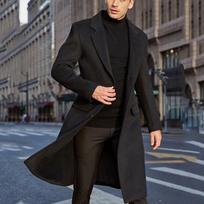 New Men's Long Windbreaker Woolen Coat Men's Woolen Coat S