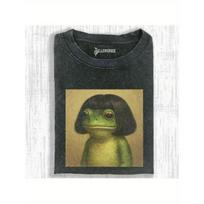 Pure Cotton Printed T-shirt, Funny Frog T-shirt, Fun Graphic Design, Loose Street Style, Unisex Style, Perfect Gift S juoda