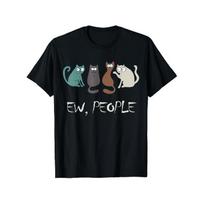 Ew People Funny Black Cat Cute Meowy Kitty Cat Lover Gift T-Shirt, Suitable for All Men And Women Outdoor Short-Sleeved T-Shirts in All Seasons, S juoda