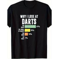 Men'S Funny Why I Lose At for darts T-Shirt - Heavyweight 180gsm Oversized Retro Tee with for dart Blame Excuses & Percentages Chart - Humorous Gift S juoda