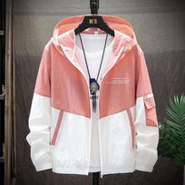 Summer Men's Sun Protection Clothing Jacket Ultra-thin Student Sun Protection Clothing Jacket Trend Breathable UV Protection Clothes L rožinė