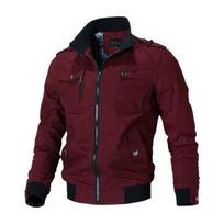 Bomber Jacket Men Fashion Casual Windbreaker Jacket Coat Men 2026 Spring Autumn  Outwear Stand Slim Military Jacket Mens M raudona