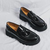 New Designer Genuine Leather Brogue Shoes Men Black Casual Business Dress Oxfords Derby Moccasins Male Thick Sole Wedding Shoes 38 juoda