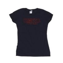 Netflix Womens/Ladies Stranger Things Glow Logo Cotton T-Shirt L tamsiai mėlyna spalva
