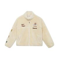 Li-Ning X Disney Chip N Dale Cartoon Letter Embroidery Loose Knit Zip Cardigan With Lamb Wool Lining Warm Cotton Jacket Women Outerwear AFDSC92-1 XL