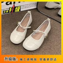 Round head Velcro Mary Jane shoes girl 2025 summer new gentle fairy style with skirt flat ballet shoes 35