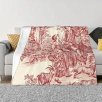 Prancūziško kaimo stiliaus Toile De Jouy 3D spausdinti pledai Patogūs minkšti flaneliniai vasaros raštai Mesti pledą sofai, biurui, lovai# 75X95CM pilka spalva