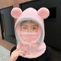 Adult Windproof Full Face Mask Hat Autumn Winter Head Neck Cover Ski Cycling Beanies Kids Cute Bear Ear Protection Caps Mask One Size