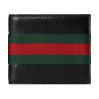 Gucci Web Trademark Stitching Double Fold Design Color Block Soft Leather Wallet Men wallet Black 867269-AAGIT-1053 Basic Set (Bag+Dust Bag)