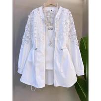 Summer Windbreaker Women's Fat Slim Lace Stitching Long Sleeve XXL balta