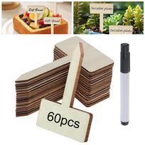 60pcs Wooden Blank T-Shaped Labels Markers for Price Markers / Gardening Markers / Cocktail Parties, Reusable Name Tag Cheese Markers