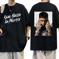 Rapper Anuel AA Real Hasta La Muerte style casual Tshirt fashionable hiphop retro oversized Tshirt suitable for Women S
