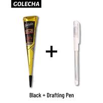 GOLECHA Semi-Permanent Waterproof Henna Tattoo Paste for Freckles and Stencils - Indian Hand-Painted Style juoda + balta piešimo rašiklio spalva