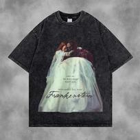 Frankenstein Washed Tshirt Retro FashionYear round clothing personality Clothes Plus Size Unisex NewModel Couples high quality S