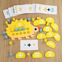 Kids Math Learning Toy Wooden Hedgehog Ten Digit Counter Montessori Addition and Subtraction Board for Numbers 1-10 Cognitive Te