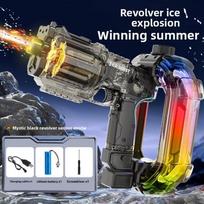 TK Electric Revolver Water Gun Toys with Colorful Lights and Sound Effects Automatic Summer Water Toy Compatible with FUNWEE