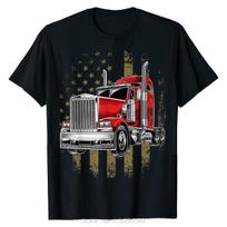 Patriotic Truck Driver American Flag Tshirt Cotton Tops Tees Summer Fitnees T Shirt Fashion Oversized Tshirt Unisex Clothing S