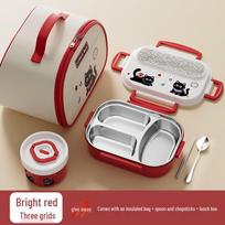 316 Stainless Steel Divided Insulated Lunch Box raudona