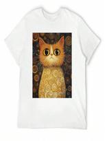Whimsical Klimt Cat Portrait3 T-Shirt Graphic T Shirts Rapper Graphic Tees Blacks Mens T Shirts S įvairiaspalvis