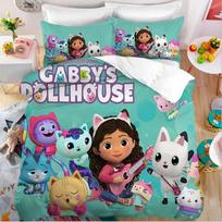 3D cartoon bedding set. G-Gabby Dollhouses children and teens duvet cover pillowcase single/double, bedroom decoration, gift 135x200cm