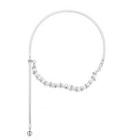 From The Name Of Love Gravel Necklace Women'S Irregular Gravel Silver Pearl Splicing Necklace Niche Design Neck Chain Snake Bone Chain