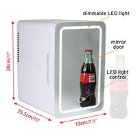 48W 12V/220V 8L Mini Portable Refrigerator Mirrored LED Makeup Fridge Cosmetic Beauty Fridge Skincare Fridge Home Office Car Fridge