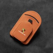 Auto Magnetic Leather Car Visor Sunglasses Holder Ticket Card Clips For Porsche Panamera Macan Boxster Cayman Cayenne 911 718