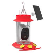 Solar Powered Smart Hummingbird Feeder Waterer with Infrared Night Vision Waterproof Surveillance Camera Real Time Motion Monitoring One Size
